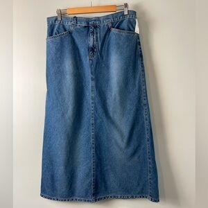 Hydraulic Maxi Denim Jean Skirt NWT SZ 13/14 Slit back Long Maxi Length